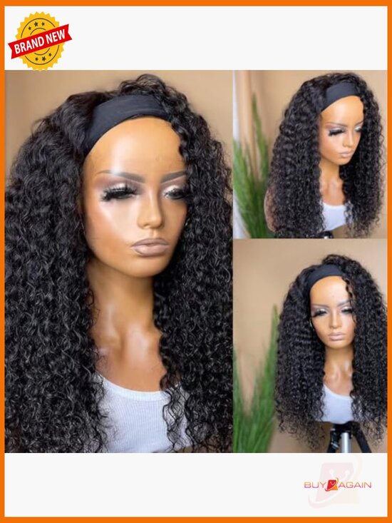 Deep Wave Human Hair Headband Wig 26 Inch 180 Density  display picture 2